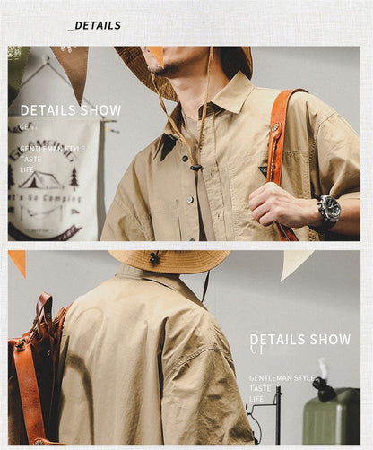 Summer hawaiian Casual Cargo Shirt For Men Oversized Short Sleeve Tee Shirts Y2K Streetwear Button Blouses Outdoor Masculino