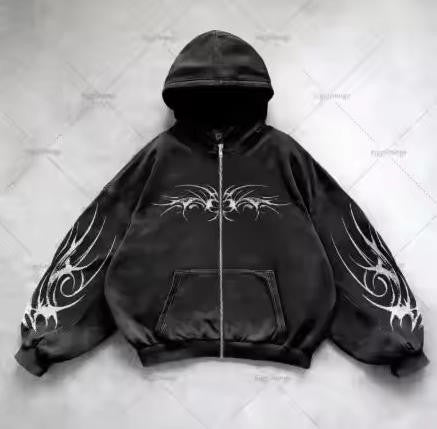 2025 High Street Harajuku Fashion Waterproof Zipper Hooded Jacket Men Streetwear Retro Camouflage Embroidered Warm Coat Women