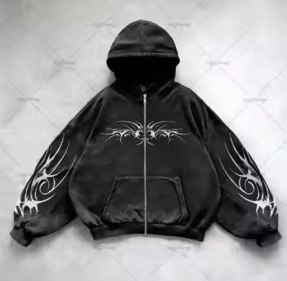 Autumn and Winter Trendy Casual Streetwear Harajuku Camouflage Waterproof Zipper Hooded Jacket Men Retro Loose Warm Coat Women