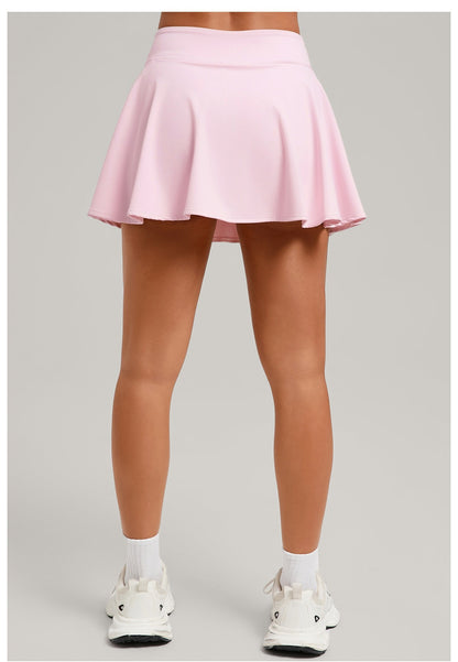 Women's Sports High Waisted Short Skirt Comfortable Breathable Belt Safety Pants and Pocket Tennis Workout Yoga Golf Mini Skirt