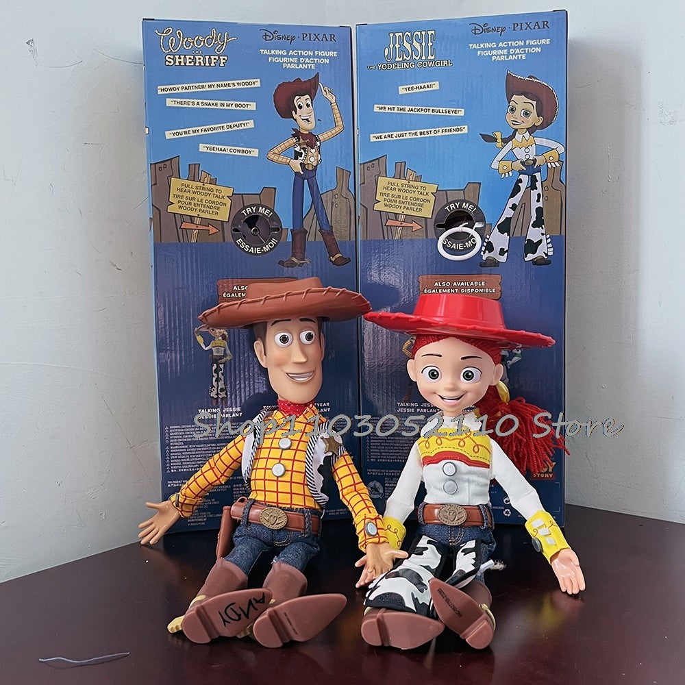 Toy Story 4 Woody e Jessie Articulados com Falas Canto Macio Fofo Anime Figura Decoração Modelo Presente de Aniversário Brinquedos