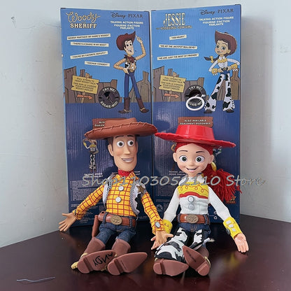 Toy Story 4 Woody e Jessie Articulados com Falas Canto Macio Fofo Anime Figura Decoração Modelo Presente de Aniversário Brinquedos