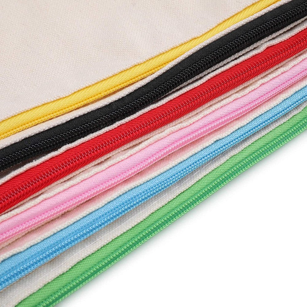 12Pcs Canvas Zipper Pouch Blank DIY Craft Pencil Case, Multipurpose Makeup Bags for Pen, Cosmetic, Invoice Bill