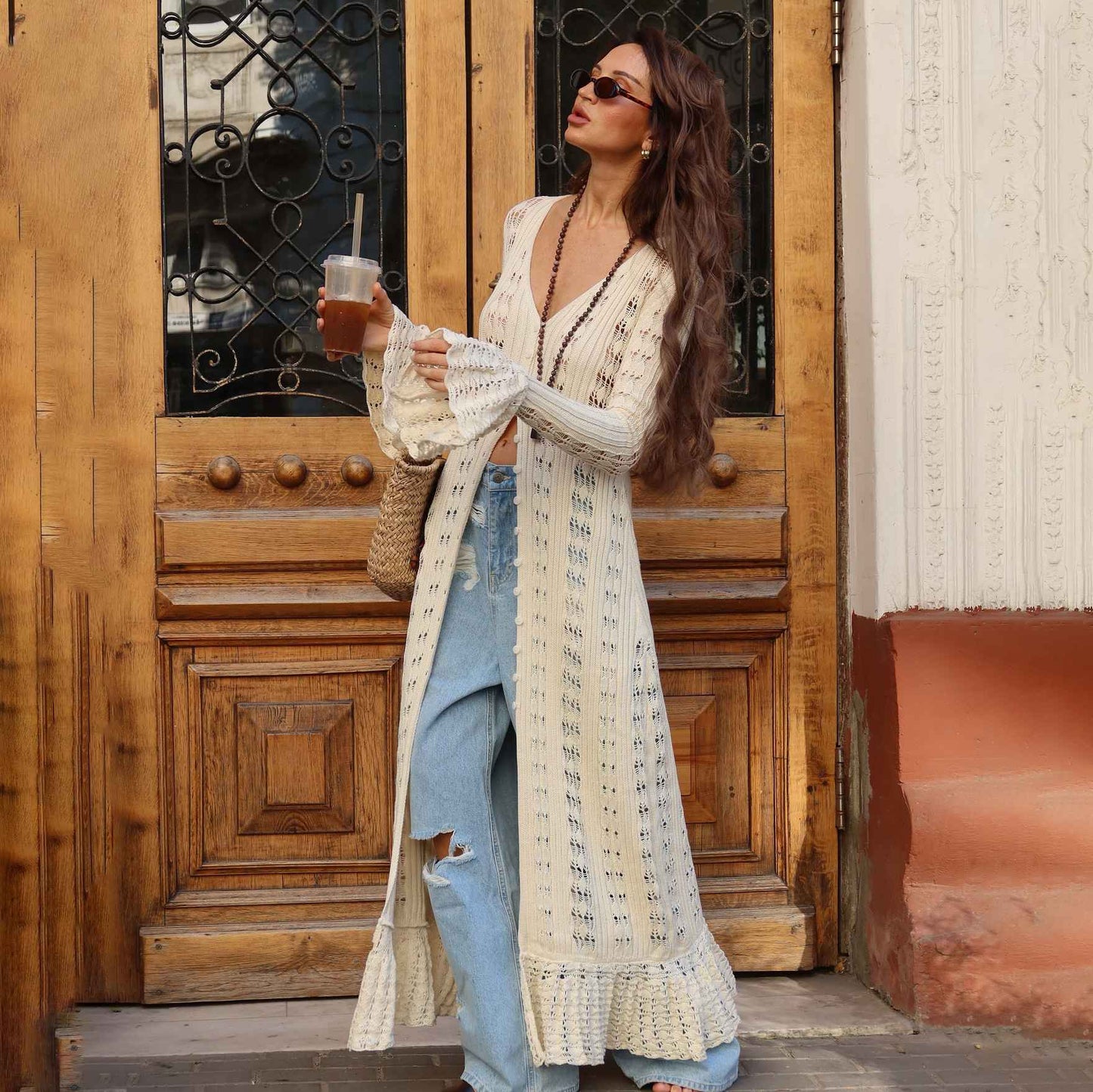 Hollow Breasted Sweater Long Dress Women Summer Party Dresses Cover Up Elegant S