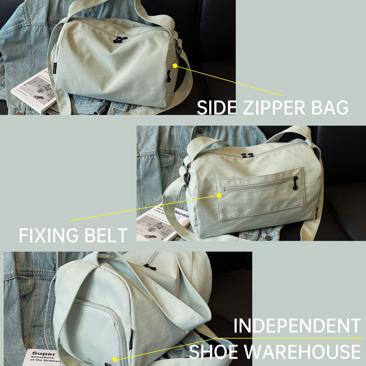 Sports Fitness Bag for Women, Wet and Dry Separation Swimming Bag, Large Capacity Satchel Short-Distance Travel Bag, Travel Luggage Storage Bag, Including Shoe Compartment, Yoga Bag, Work Bag