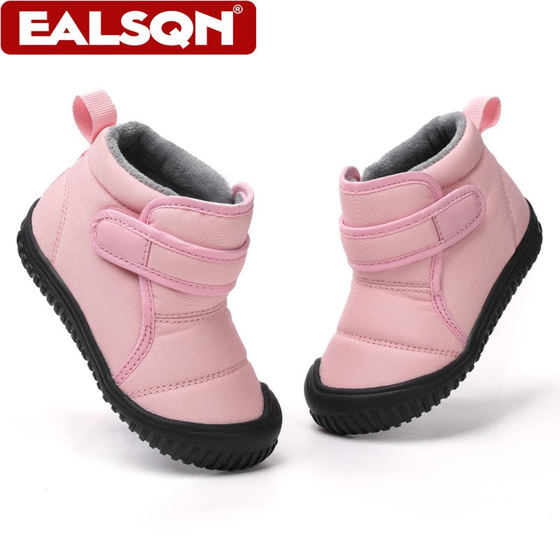 Unisex Kids Winter Outdoor Waterproof Fashion Short Snow Boots Boys and Girls Warm Cotton Comfortable Walking Shoes