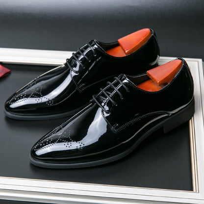 High Quality Green Men Oxfords Shoes Pointed Formal Shoes Man Patent Leather Shoes Lace-Up Business Dress Shoes Men Big size 48