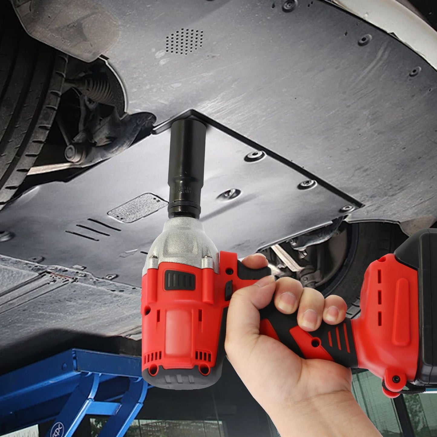 Chave de Impacto Sem Fio 1000 N.m (740 ft-lbs) Brushless Elétrica de Alto Torque com Baterias de 1500 mAh 20 V Carregador Rápido para Carro e Caminhão