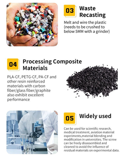 HT400 Extruder 3d Filament Maker 3D Filament Extruder Machine Desktop 3D Printing Consumables Extruder 1.75mm 2.85mm 3mm Nozzles