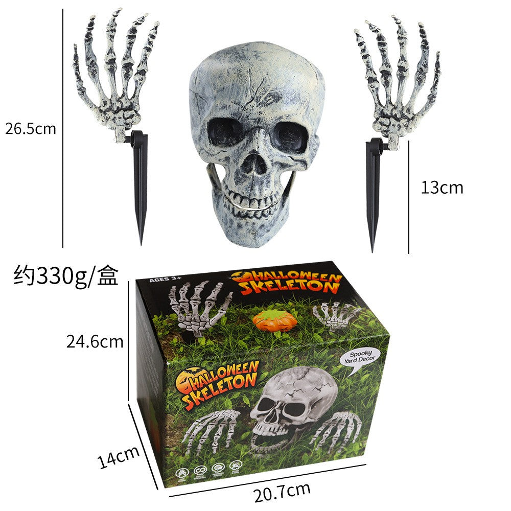 Halloween Realistic Skull Skeleton Head Human Hand Arms for Halloween Party Home Garden Lawn Halloween decor Skeleton Stakes