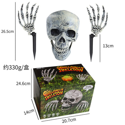 Halloween Realistic Skull Skeleton Head Human Hand Arms for Halloween Party Home Garden Lawn Halloween decor Skeleton Stakes