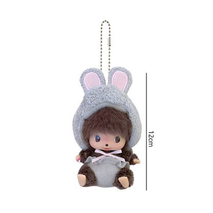 Kawaii Monchichi Doll Figure Keychain Furry Chimutan Monchhichi Figurines Hanger Pendant Bags Charm Accessories Small Gift