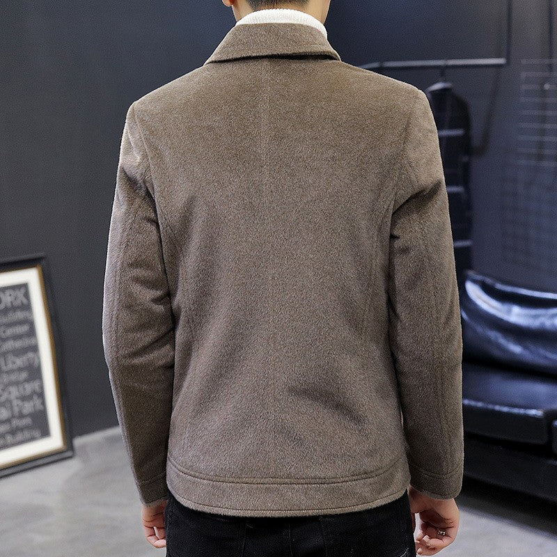 Autumn Winter Short Woolen Coat Merino Wool Men Korean Mink Imitation Jacket Trendy Heavy Clothes Mens Overcoat Heren Jas