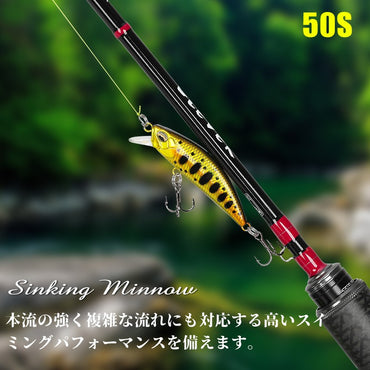 TSURINOYA DW63 50mm/5g Isca Artificial Minnow Jerkbait de Afundamento Wobblers de Plástico Rígido para Pesca de Robalo Truta e Lúcio