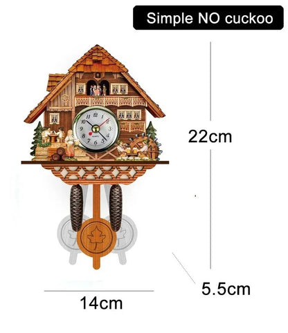Wooden Hanging Wall Clock Bird Alarm Clock Cuckoo Clocks For Home Kid's Room Decoration Quartz Watch Decorative Home Decor