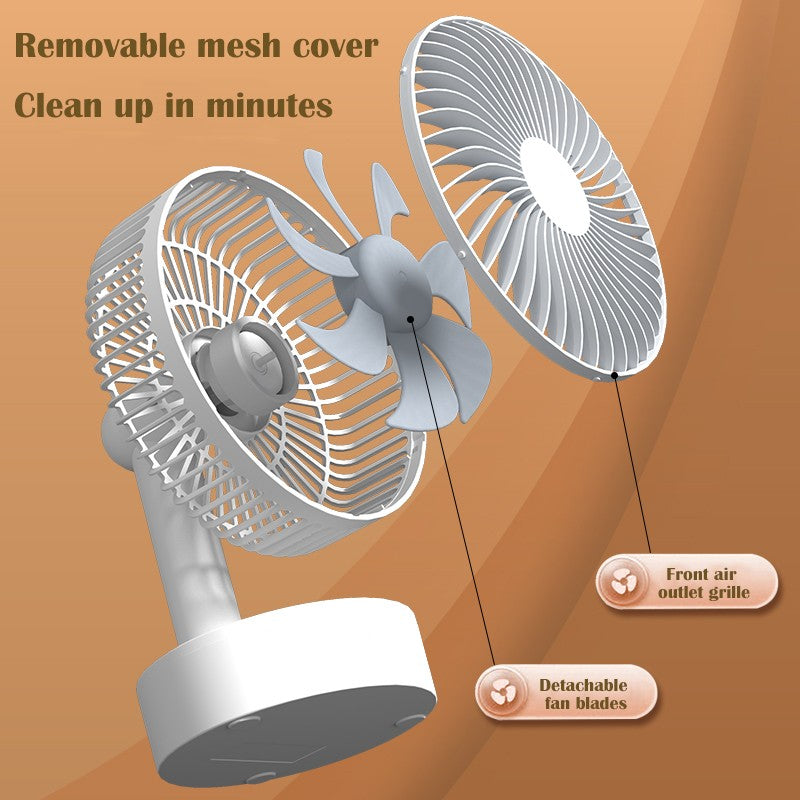 Mini Oscillating Fan, Portable Battery-Operated Table Fan with 4 Speed Levels, 6-inch Desk fan with Timer