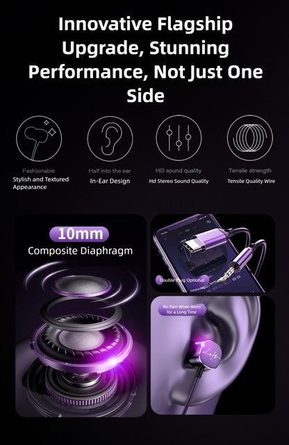 Type C Wired Earphone For Samsung USB C Headphones A56 A55 A54 For Galaxy S25 S24 S23 Ultra Note 20 10 3.5mm Jack Earbud Headset