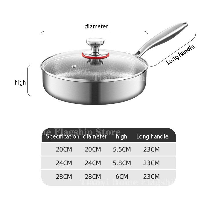 Frigideira 20/24/28cm Antiaderente Wok Titânio Aço Inox Doméstica Ovo Bife Frigideira Fogão de Indução Gás Utensílios de Cozinha