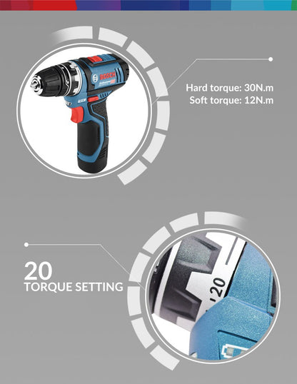 Bosch Professional 12V GSR 12V-15 FC Furadeira Sem Fio Parafusadeira Elétrica Sem Fio com 4 Adaptadores FlexiClick Ferramenta Elétrica