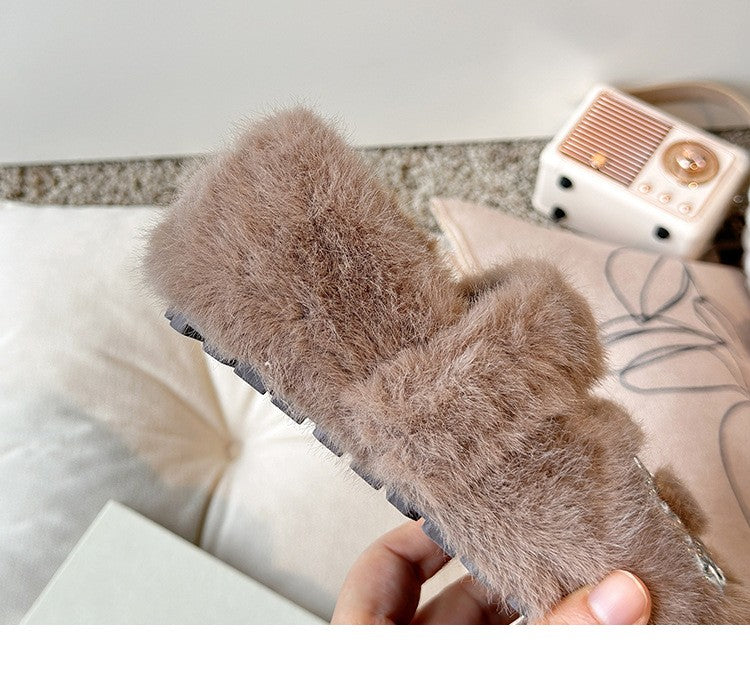 2025 Autumn Winter Children Warm Fur Shoes Fashion Rhinestone Moccasins Flats Outwear Girls Shoes Khaki, Beige, White