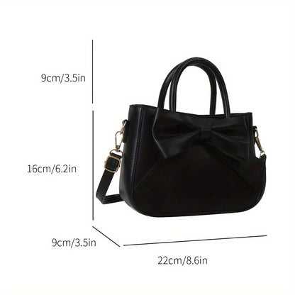 Ladies' bow handbag, elegant crossbody bag, hand-held small square bag, fashionable single-shoulder bag, fashionable accessory