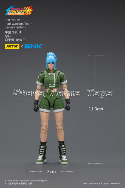 Original JOYTOY 1/18 Action Figure SNK KOF'98UM Ikari Warriors Team Leona Heidern/Ralf Jones/Clark Still Modelo de Brinquedo