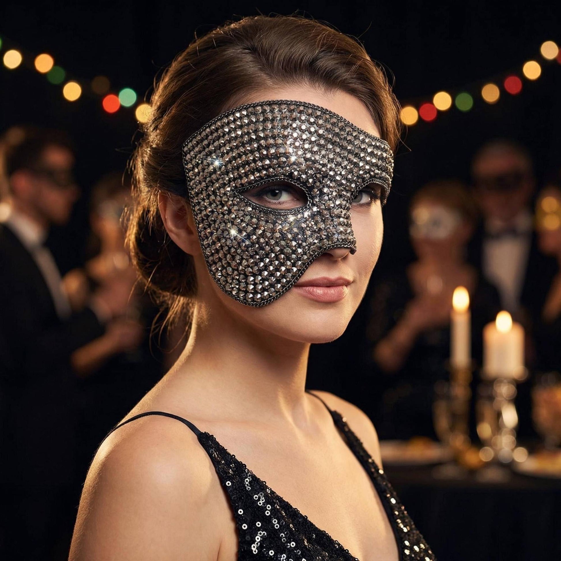 Half-Face Ballroom Mask DIY Handmade Rhinestone High-End Eyeshade Carnival Party Holiday Performance Prop Mask