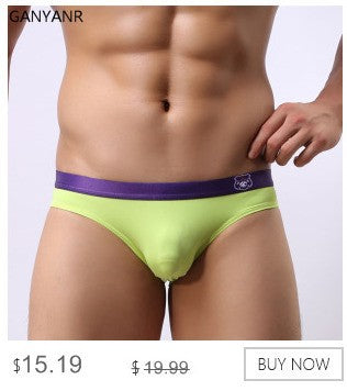 GANYANR Brand Swimming Trunks Swimwear Men Sunga Swimsuit Bikini Gay Sexy Swim Shorts Plaid Briefs Low Waist Bulge Pouch 2017