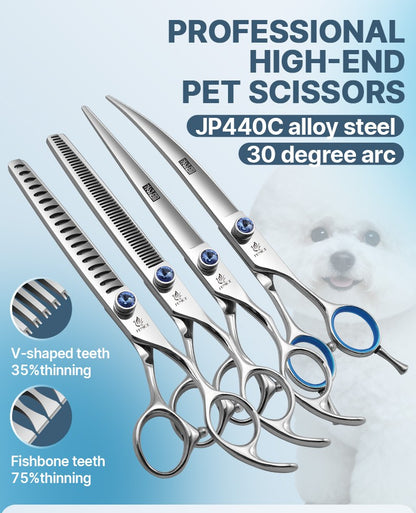 Tesoura Pet Fenice para Tosa Canina 7/7.5/8/9/10 Polegadas Reta, Tubarão, Curva, Desbaste para Esteticista Animal Tesoura