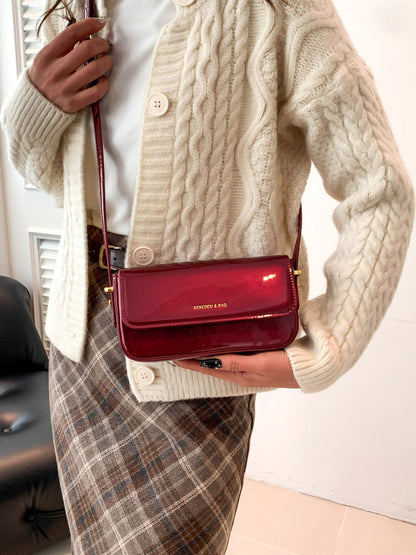 Solid color personalized women's bag Angola red classic style small bag light luxury texture shoulder bag