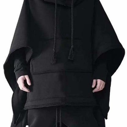 Men's Personality Cape Cape Long Bat Sleeve Coat Cape Hoodie Short Front Long Back