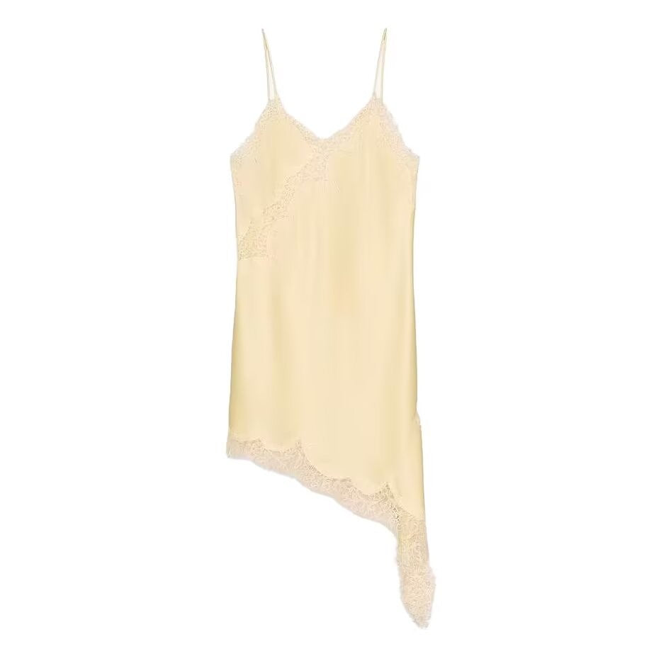 UNIZERA Women's Lace Asymmetrical Dress Sexy Suspender Summer 2025 New Temperament Fashionable