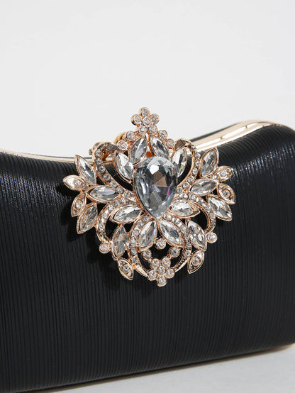 Luxury Rhinestone Evening Bag For Carnaval, Shiny Wedding Dress Purses,  Glamorous,Elegant,Exquisite Small Rhinestone Decor Boxy