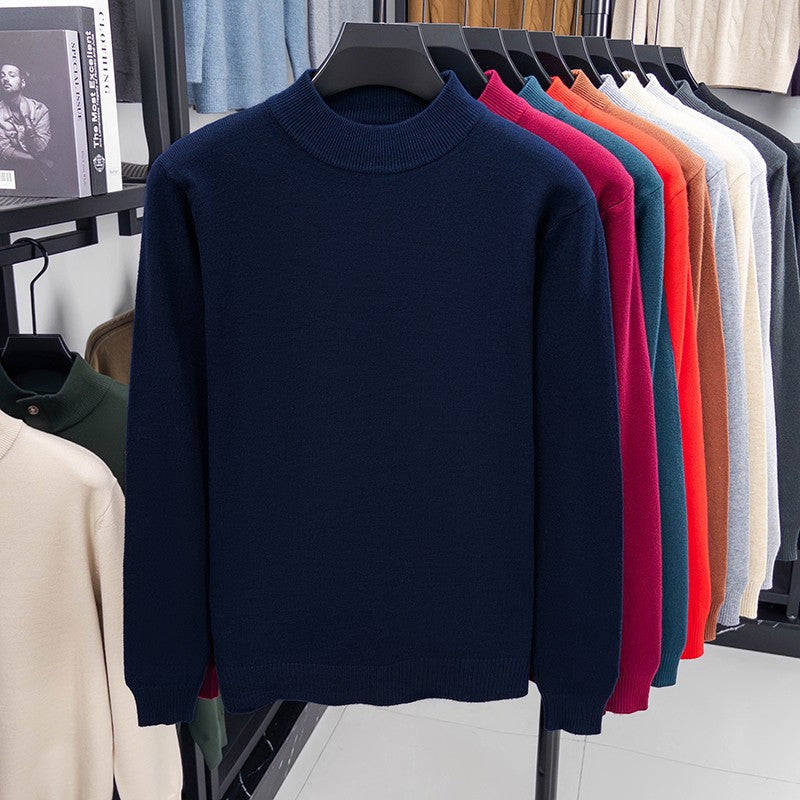 Half Turtleneck Knitwear Sweater New Autumn/Winter Mock Neck Sweatshirts Solid Color Pullovers Man Brand Casual Mens Clothing