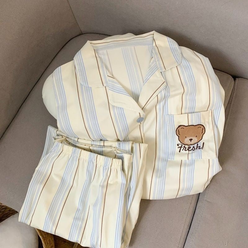 Cartoon Dog Letter Plaid Print Pajama Sets for Women Plus Size Sweet Cute Harajuku Style 2PC Set Sleepwear Autumn New Homewear