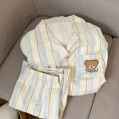Cartoon Dog Letter Plaid Print Pajama Sets for Women Plus Size Sweet Cute Harajuku Style 2PC Set Sleepwear Autumn New Homewear