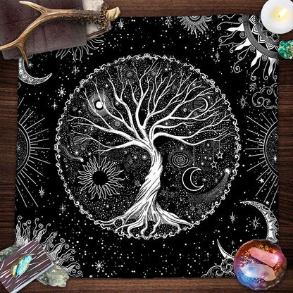 Tree Of Life Tarot Tablecloth Altar Cloth Pagan Spiritual Pendulum Witchcraft Astrology Oracle Card Pads Room Home Decor