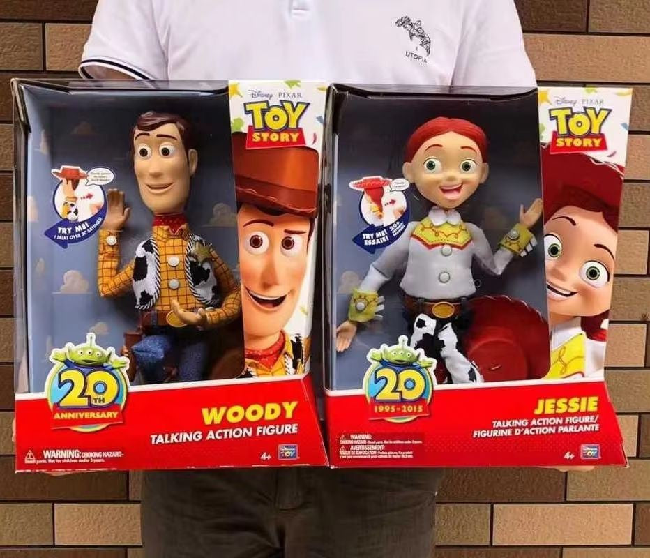 Boneco Interativo Articulado Hot Disney Toy Story 20º Aniversário Woody Cowboy Jessie Anime Que Puxa Cordas para Falar Modelo Infantil Brinquedo