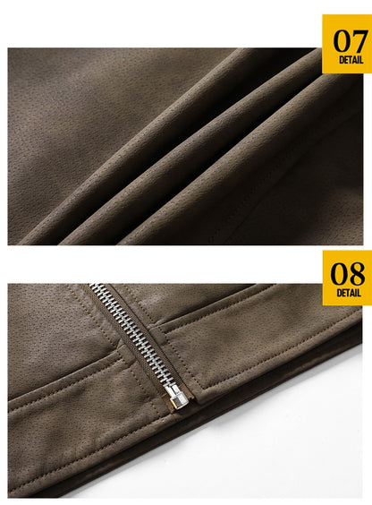 Jacket Men Coat Winter Leather Bomber Genuine Casual Brown Jackets Coats Faux Leather Vintage Black Biker Jacket Men Windproof