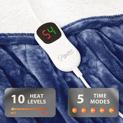 Twin Size Electric Heated Blanket - 62x84 Bed Warmer with 10 Temperature Settings, 8-Hour Auto Shut-Off, and Quick Warm-Up