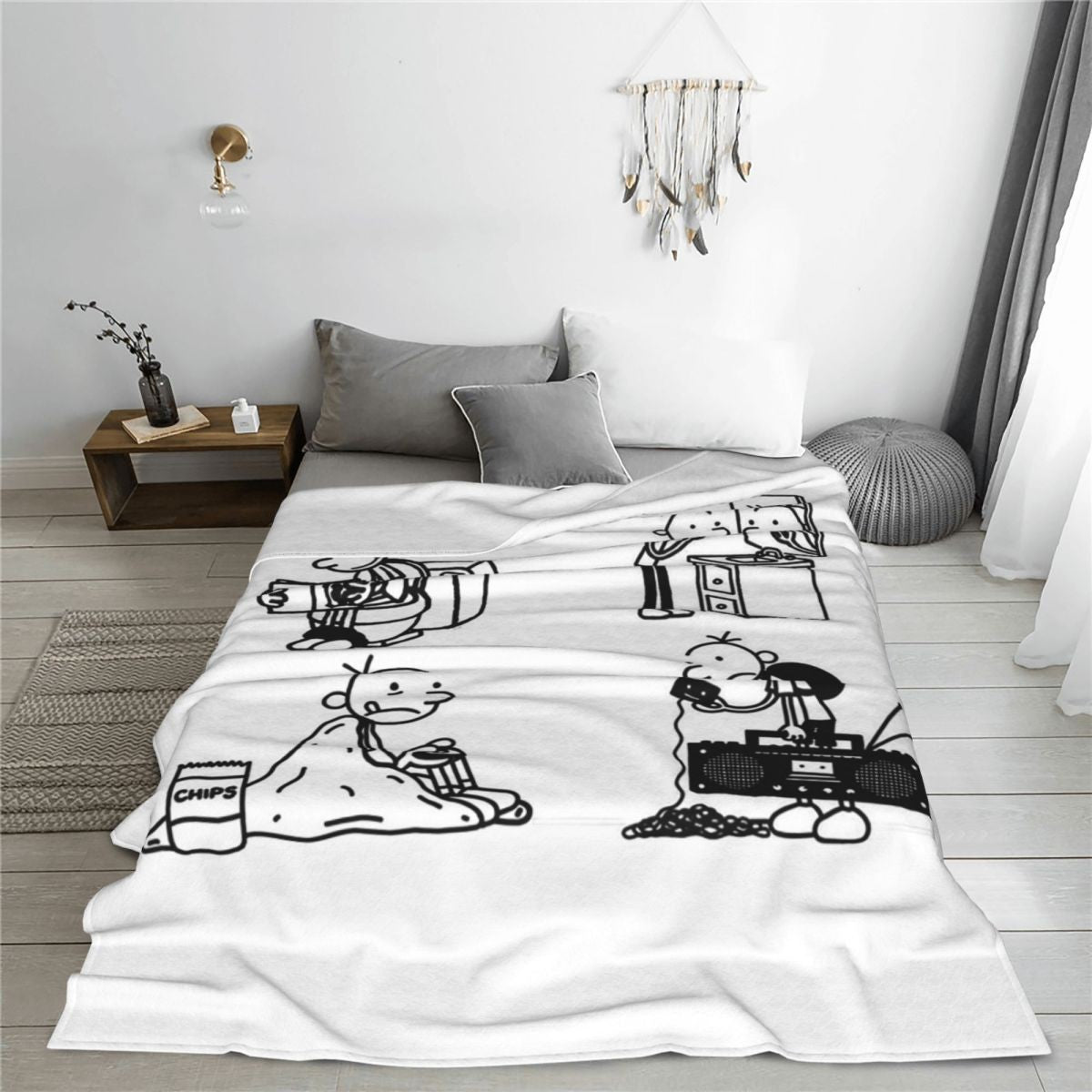 Wimpy Kid 4 States Of Greg Heffley Blankets Soft Warm Flannel Throw Blanket Plush for Bed Living room Picnic Travel Home Couch
