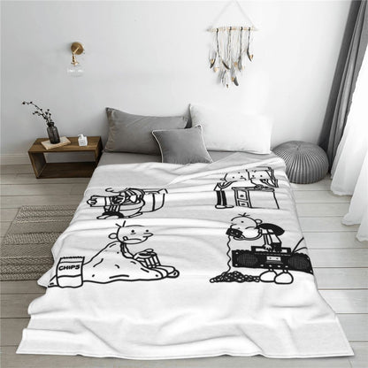 Wimpy Kid 4 States Of Greg Heffley Blankets Soft Warm Flannel Throw Blanket Plush for Bed Living room Picnic Travel Home Couch