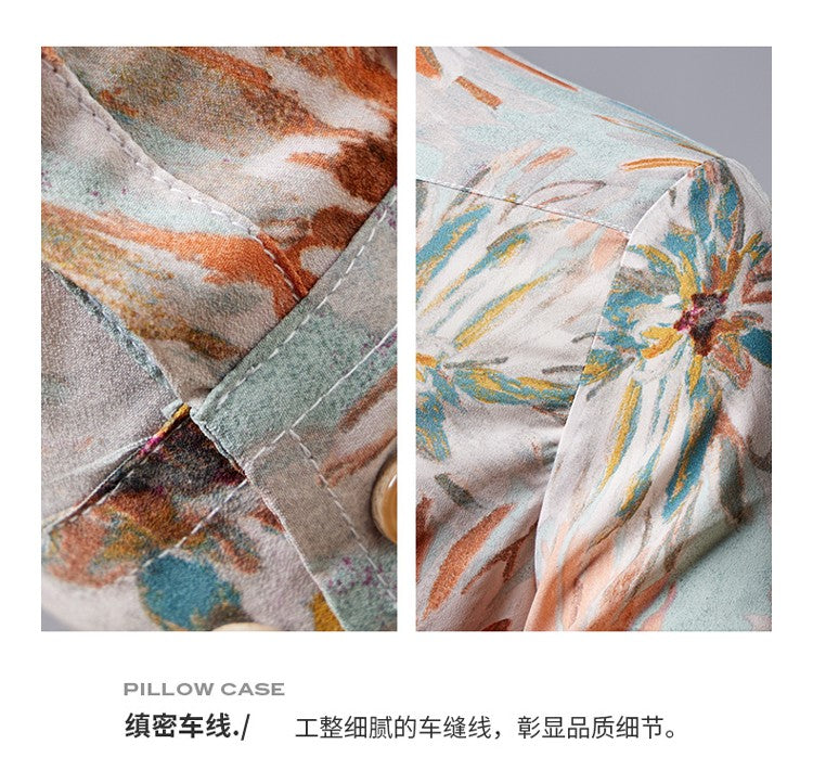 QJ CINGA Brand Men Leopard Print Long-sleeved Shirt, White Single-breasted Button-down Collar Printed Shirts, Asian Size M-6XL