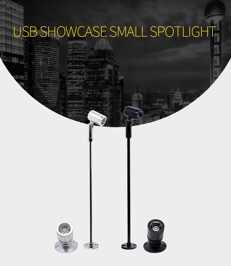 Mini LED spotlight 1W/3W jewelry display DC5V with switch USB interface shop cabinet interior toy decoration desktop focus