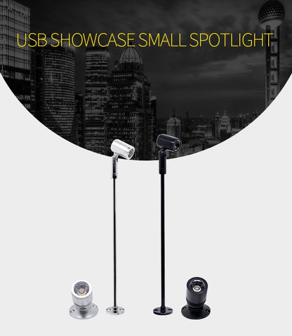 Mini LED spotlight 1W/3W jewelry display DC5V with switch USB interface shop cabinet interior toy decoration desktop focus