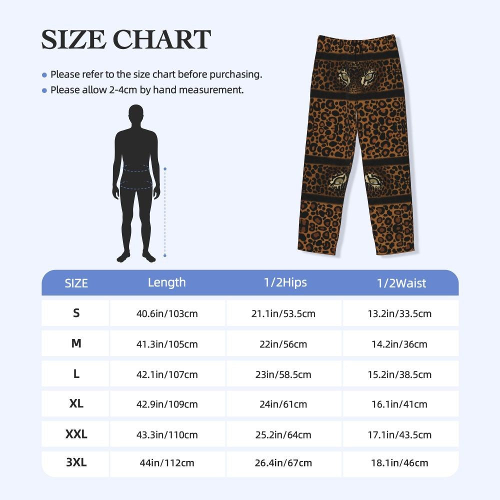 Custom Leopard Print Pajama Pants Men's Animal Skin Sleepwear Lounge Sleep Bottoms Stretch with Pockets