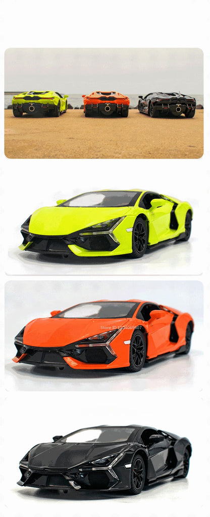 Miniatura 1:24 Lamborghini Revuelto Modelo Liga Carro Esportivo Diecast Brinquedo Portas Abertas com Recuo e Spray Veículos de Presente para Crianças