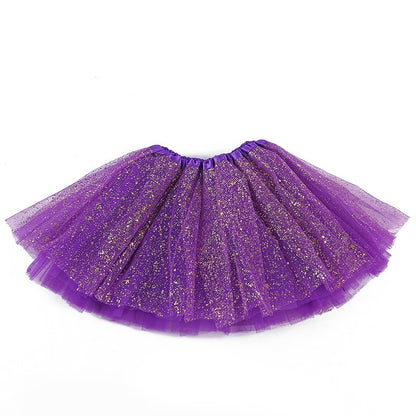 Adult hot mesh tutu skirt 2024 street fashion solid color skirt Polyester Gold/Silver  stamping dance skirt