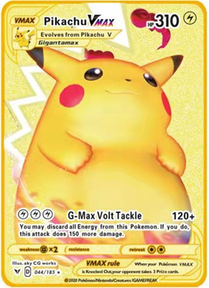 Pokemon English Metal Card Anime Pikachu Charizard Mewtwo Blastoise  Vmax Shiny Letters Game Collection Card Kids Toy Gifts