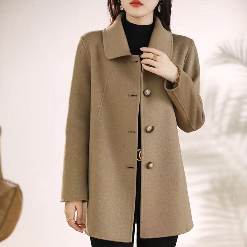 New High Quality Single-breasted Fashion Woolen Coat Women Autumn Winter Slim Elegant Wool Overcoat Windbreaker Outerwear Female